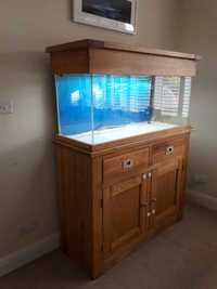 Aquarium Oak cabinet 120cm doors and drawers, 210 liters, with full equipment: £450 ono